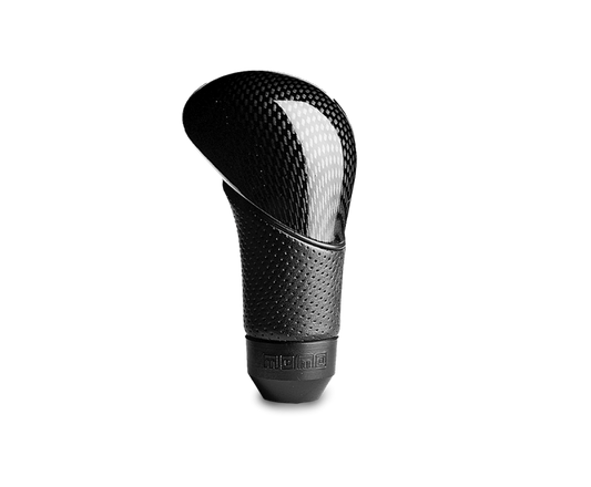 Momo Shadow Shift Knob - Black Airleather, Carbon Effect Insert - awdtuningtx