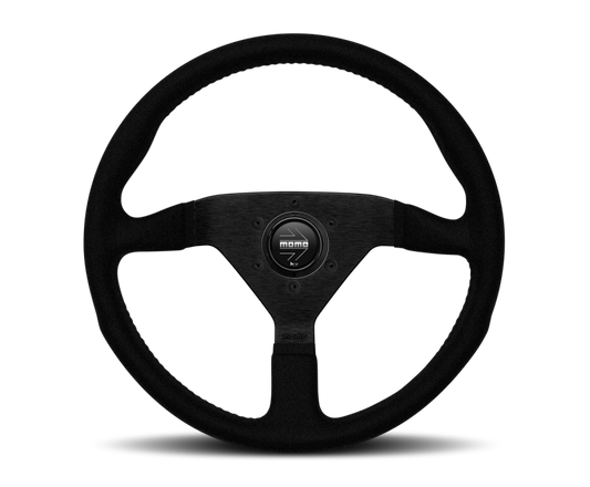 Momo Montecarlo Alcantara Steering Wheel 350 mm - Black/Black Stitch/Black Spokes - awdtuningtx