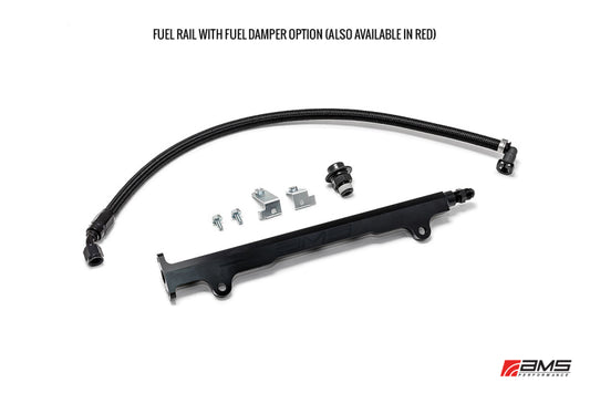 AMS Performance 08-15 Mitsubishi EVO X CNC Machined Aluminum Fuel Rail w/Pulsation Dampener - Red - awdtuningtx
