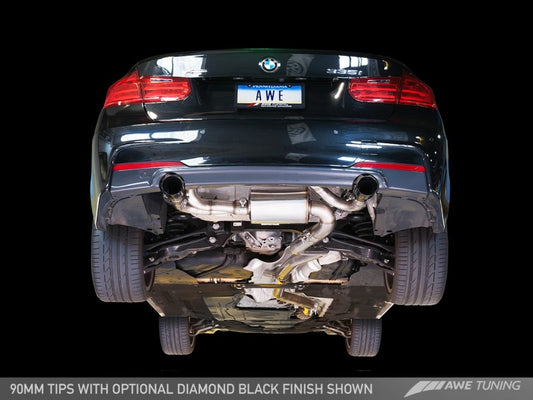 AWE Tuning BMW F3X 335i/435i Touring Edition Axle-Back Exhaust - Chrome Silver Tips (102mm) - awdtuningtx