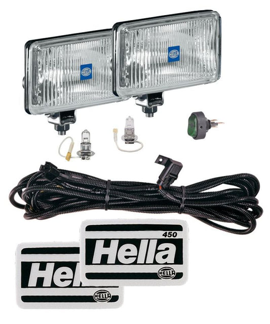 Hella 450 H3 12V SAE/ECE Fog Lamp Kit Clear - Rectangle (Includes 2 Lamps) - awdtuningtx