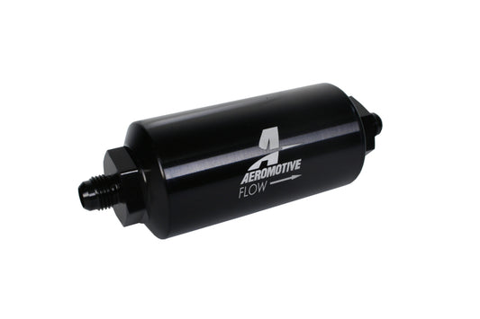 Aeromotive In-Line Filter - (AN-6 Male) 40 Micron Stainless Mesh Element Bright Dip Black Finish - awdtuningtx