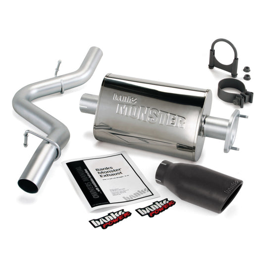 Banks Power 04-06 Jeep 4.0L Wrangler Unlimited Monster Exhaust Sys - SS Single Exhaust w/ Black Tip - awdtuningtx