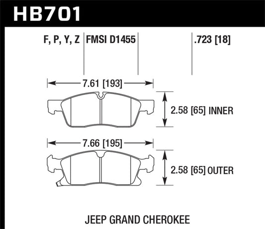 Hawk 11-12 Dodge Durango / 11-12 Jeep Grand Cherokee Perf Ceramic Front Street Brake Pads - awdtuningtx