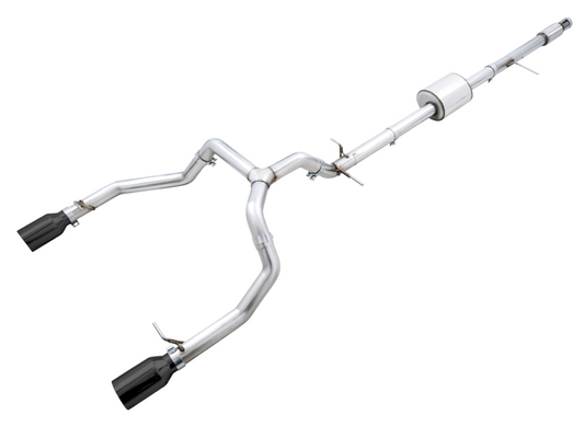 AWE Tuning 4th Gen GM 1500 5.3L 0FG Catback Dual Side Exit (Flat Bumper) - Diamond Tips - awdtuningtx