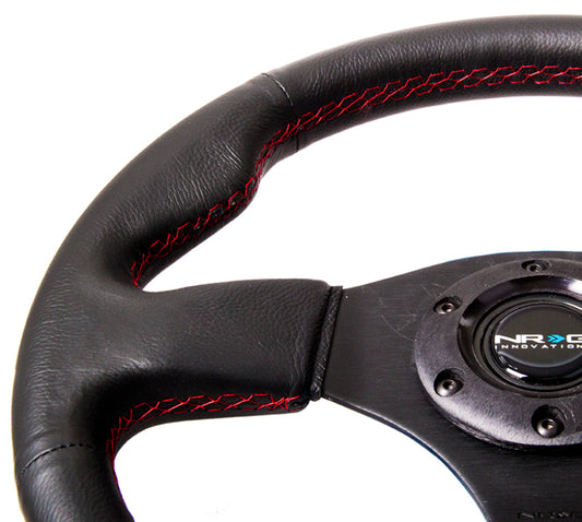 NRG Reinforced Steering Wheel (320mm) Leather w/Red Stitch - awdtuningtx