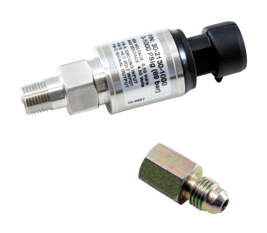 AEM 1000 PSIg Stainless Sensor Kit - 1/8in NPT Male Thread to -4 Adapter - awdtuningtx