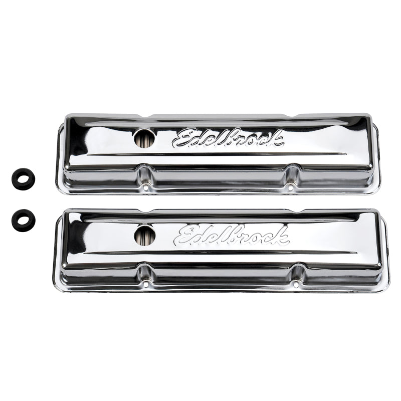 Edelbrock Valve Cover Signature Series Chevrolet 1959-1986 262-400 CI V8 Low Chrome - awdtuningtx