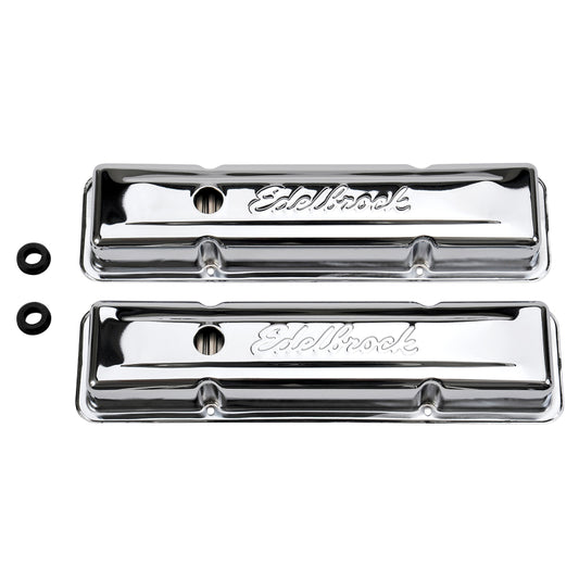 Edelbrock Valve Cover Signature Series Chevrolet 1959-1986 262-400 CI V8 Low Chrome - awdtuningtx