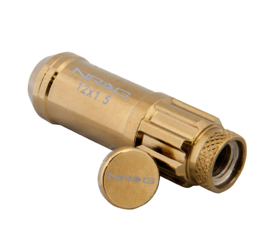 NRG 700 Series M12 X 1.5 Steel Lug Nut w/Dust Cap Cover Set 21 Pc w/Locks & Socket - Chrome Gold - awdtuningtx