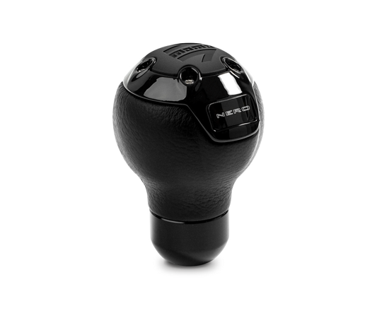 Momo Nero Shift Knob - Tall Black Leather, Black Chrome Insert - awdtuningtx