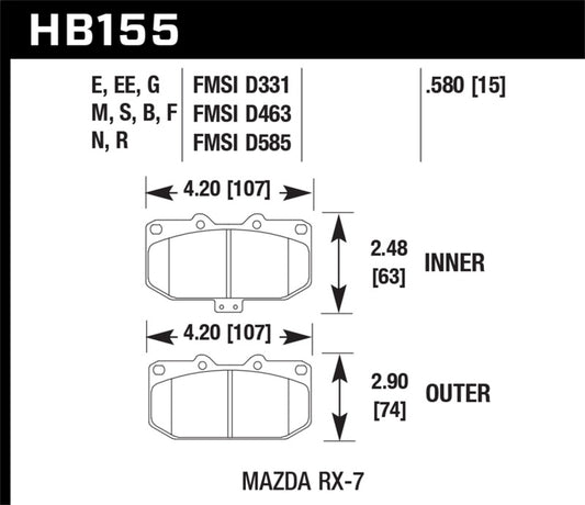 Hawk 86-95 Mazda RX-7 DTC-60 Race Front Brake Pads - awdtuningtx
