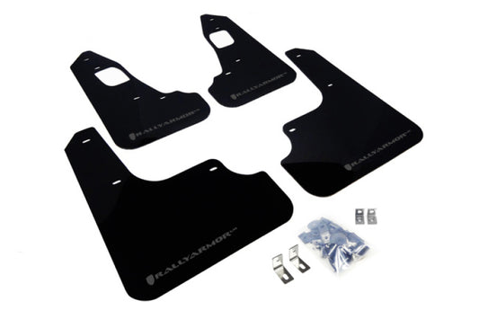 Rally Armor 08-17 Mitsubishi EVO X Black UR Mud Flap w/ Grey Logo - awdtuningtx