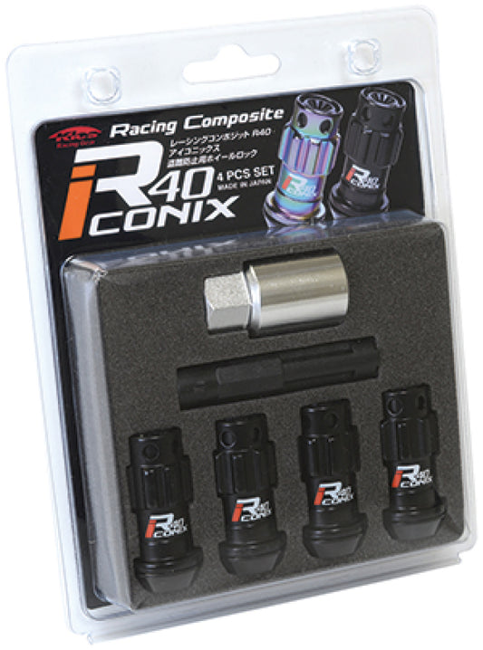 Project Kics 12X1.50 R40 Iconix Black Lug Nut Lock Set - 4 - awdtuningtx