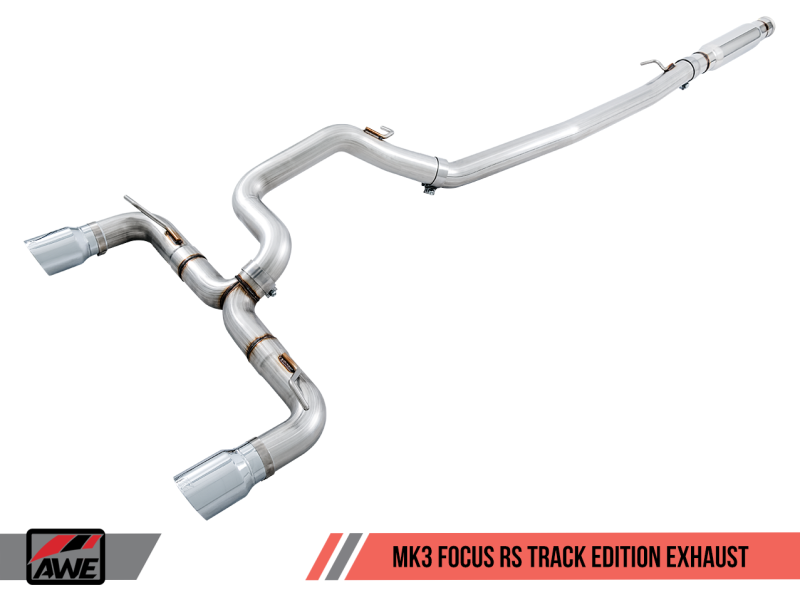 AWE Tuning Ford Focus RS Track Edition Cat-back Exhaust - Chrome Silver Tips - awdtuningtx
