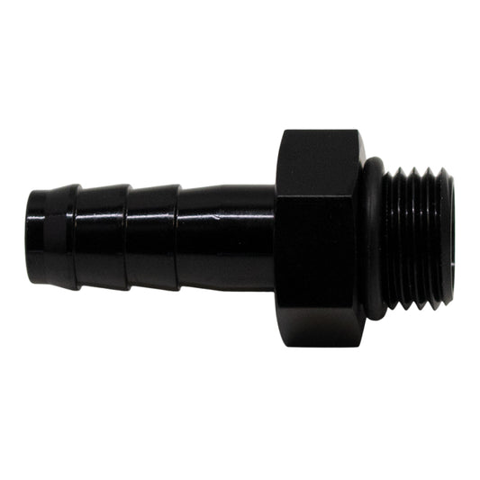 DeatschWerks 6AN ORB Male to 3/8in Male Triple Barb Fitting (Incl O-Ring) - Anodized Matte Black - awdtuningtx