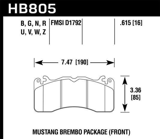 Hawk 15-17 Ford Mustang Brembo Package DTC-30 Front Brake Pads - awdtuningtx