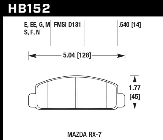 Hawk Mazda RX-7 HPS Street Front Brake Pads - awdtuningtx