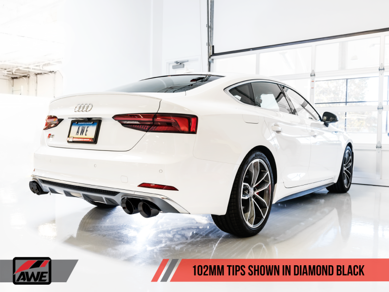 AWE Tuning Audi B9 S5 Sportback SwitchPath Exhaust - Non-Resonated (Black 102mm Tips) - awdtuningtx