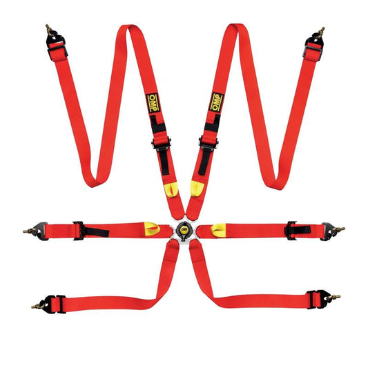 OMP Safety Harness First 2In Red (Fia 8853-2016) Pull Up - Steel Adj - awdtuningtx