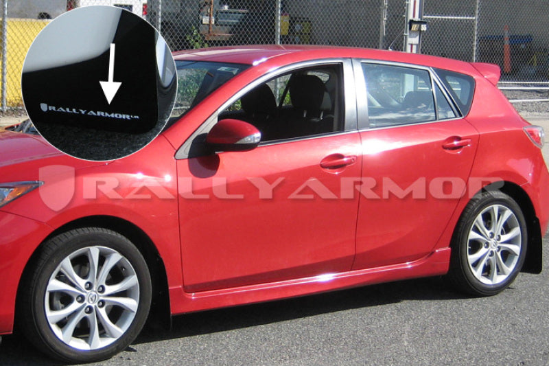 Rally Armor 10-13 Mazda3/Speed3 Black UR Mud Flap w/ White Logo - awdtuningtx