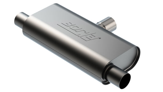 Borla T- Flow Universal Muffler - 2.5in Single Inlet/2.5in Dual Outlet 24in OAL 4.25x9.10x18in Body - awdtuningtx