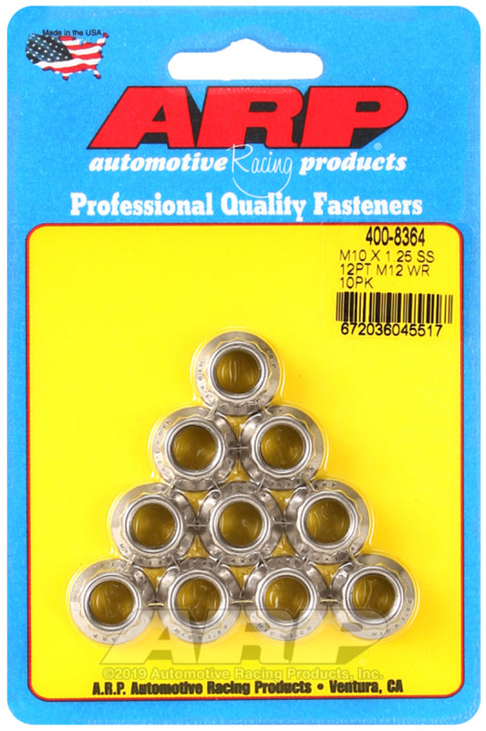 ARP M10 x 1.25 SS 12pt Nut Kit (10/pkg) - awdtuningtx