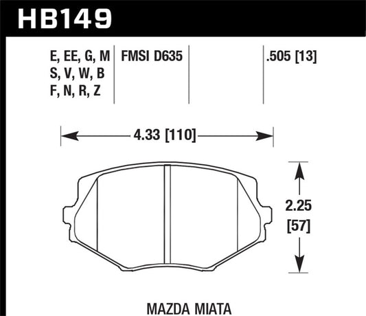 Hawk 94-05 Miata (01-05 Normal Suspension) Blue 9012  Race Front Brake Pads D635 - awdtuningtx