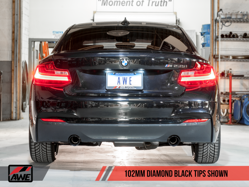 AWE Tuning BMW F22 M235i / M240i Touring Edition Axle-Back Exhaust - Diamond Black Tips (102mm) - awdtuningtx