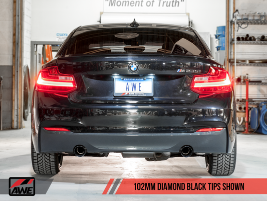 AWE Tuning BMW F22 M235i / M240i Touring Edition Axle-Back Exhaust - Diamond Black Tips (102mm) - awdtuningtx