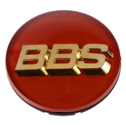 BBS Center Cap - 70mm Red w/ Gold 3D Logo (4-tab) - awdtuningtx