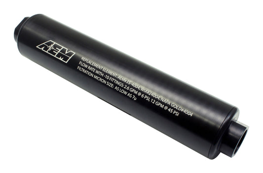 AEM Universal High Flow -10 AN Inline Black Fuel Filter - awdtuningtx
