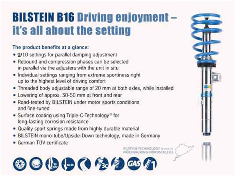 Bilstein B16 (PSS10) 13-15 BMW 320i/13-14 328i/335i /14-15 428i/435i Front & Rear Perf Susp System - awdtuningtx