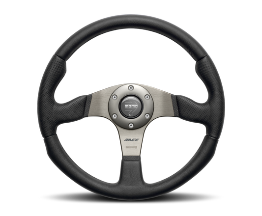 Momo Race Steering Wheel 320 mm - Black Leather/Anth Spokes - awdtuningtx