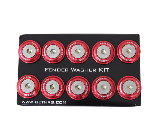 NRG Fender Washer Kit w/Rivets For Plastic (Red) - Set of 10 - awdtuningtx