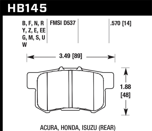 Hawk 02-06 Acura RSX / 02-11 Honda Civic Si / 00-09 S2000 DTC-70 Race Rear Brake Pads - awdtuningtx