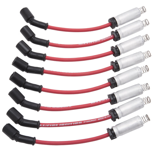 Edelbrock Spark Plug Wire Set LS Truck w/ Metal Sleeves 99-15 50 Ohm Resistance Red Wire (Set of 8) - awdtuningtx