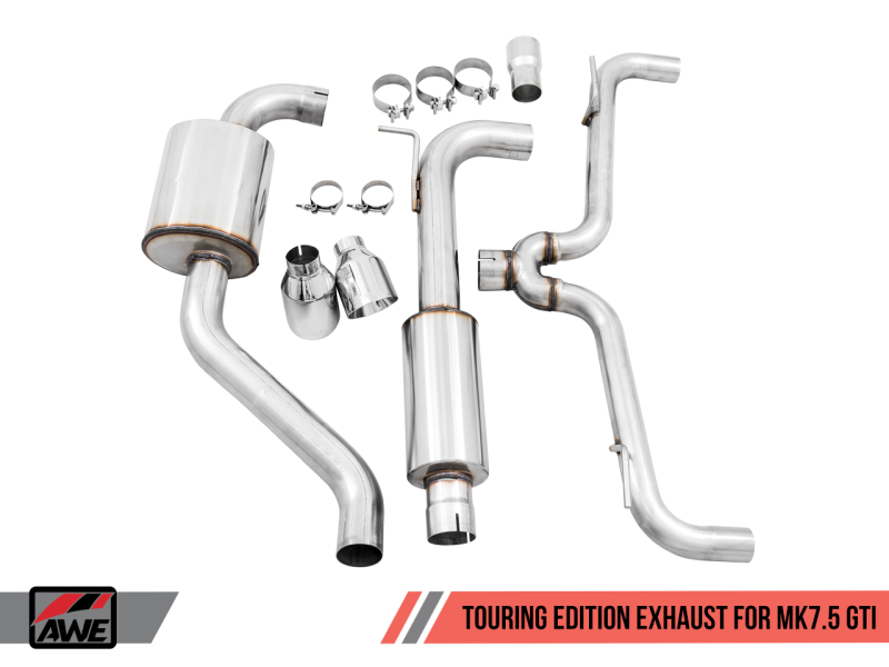 AWE Tuning Volkswagen GTI MK7.5 2.0T Touring Edition Exhaust w/Chrome Silver Tips 102mm - awdtuningtx