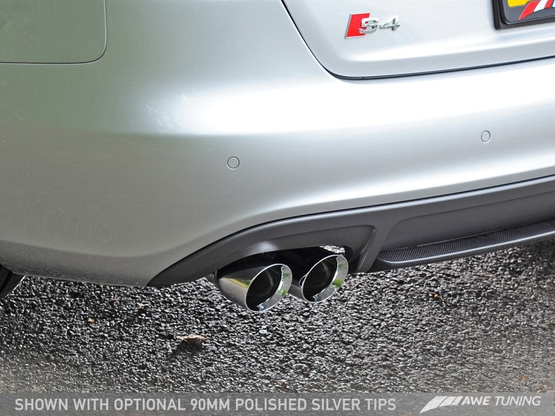 AWE Tuning Audi B8 / B8.5 S4 3.0T Touring Edition Exhaust - Chrome Silver Tips (90mm) - awdtuningtx