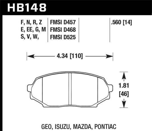 Hawk 89-93 Miata HP+ Street Front Brake Pads (D525) - awdtuningtx