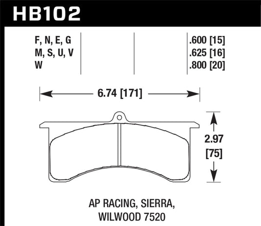 Hawk AP Racing 6 / Wilwood DTC-30 Brake Pads - awdtuningtx