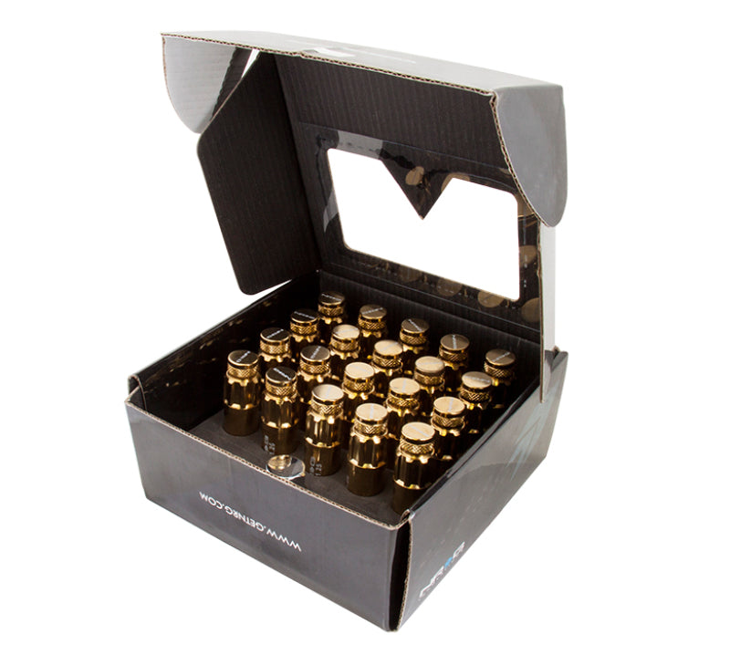 NRG 700 Series M12 X 1.5 Steel Lug Nut w/Dust Cap Cover Set 21 Pc w/Locks & Socket - Chrome Gold - awdtuningtx