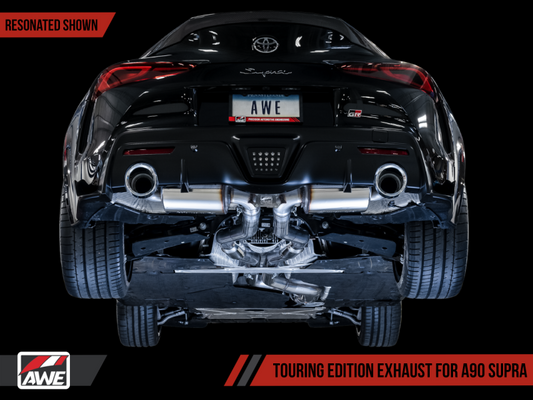 AWE 2020 Toyota Supra A90 Resonated Touring Edition Exhaust - 5in Chrome Silver Tips - awdtuningtx