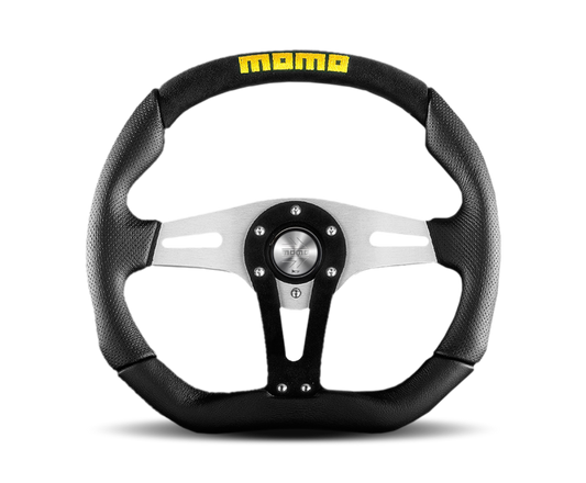 Momo Trek Steering Wheel 350 mm - Black AirLeather/Brshd Al Spokes - awdtuningtx