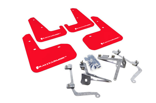 Rally Armor 11-14 Subaru WRX/STI (Sedan Only) Red UR Mud Flap w/ White Logo - awdtuningtx