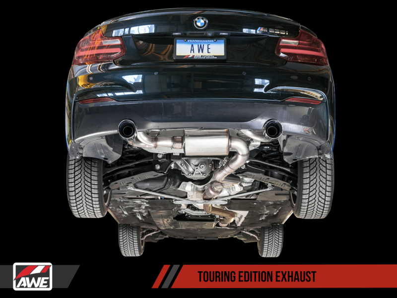 AWE Tuning BMW F22 M235i / M240i Touring Edition Axle-Back Exhaust - Diamond Black Tips (102mm) - awdtuningtx