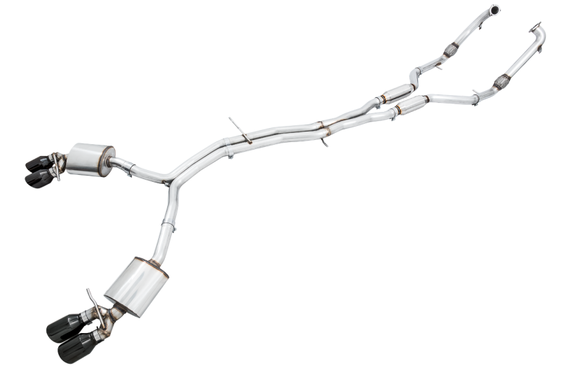 AWE Tuning Audi B9 S4 Touring Edition Exhaust - Non-Resonated (Black 102mm Tips) - awdtuningtx