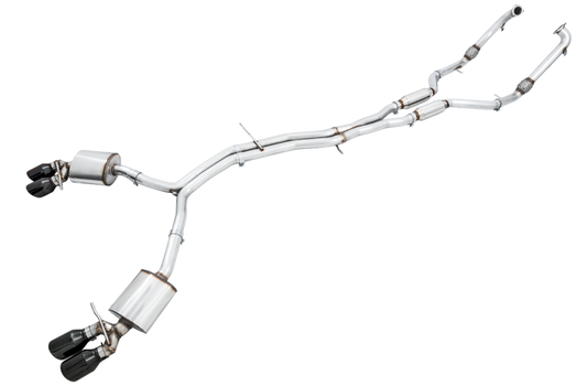AWE Tuning Audi B9 S4 Touring Edition Exhaust - Non-Resonated (Black 102mm Tips) - awdtuningtx