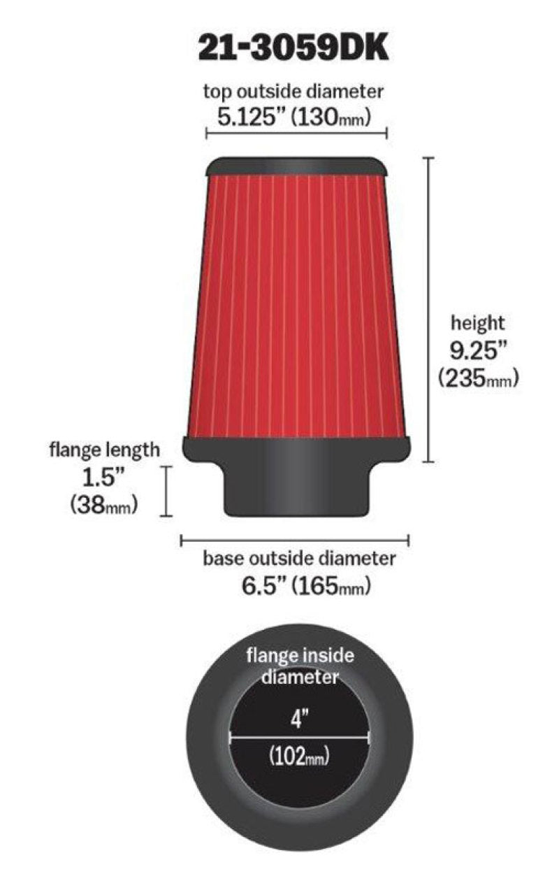 AEM 4 inch x 9 inch x 1 inch Dryflow Element Filter Replacement - awdtuningtx