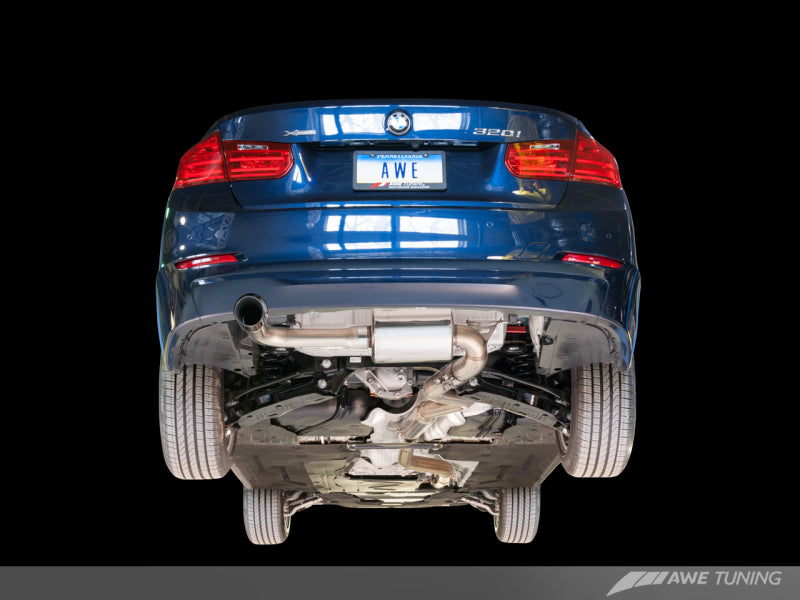 AWE Tuning 13-18 BMW 320i (F30) Touring Edition Exhaust w/ Perfomance Mid Pipe - Diamond Black Tips - awdtuningtx